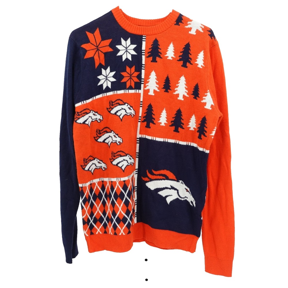 NFL Denver Broncos Ugly Holiday Sweater SZ L Christmas Football Official Merch